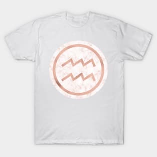 Rose Gold Marble Zodiac - Aquarius T-Shirt